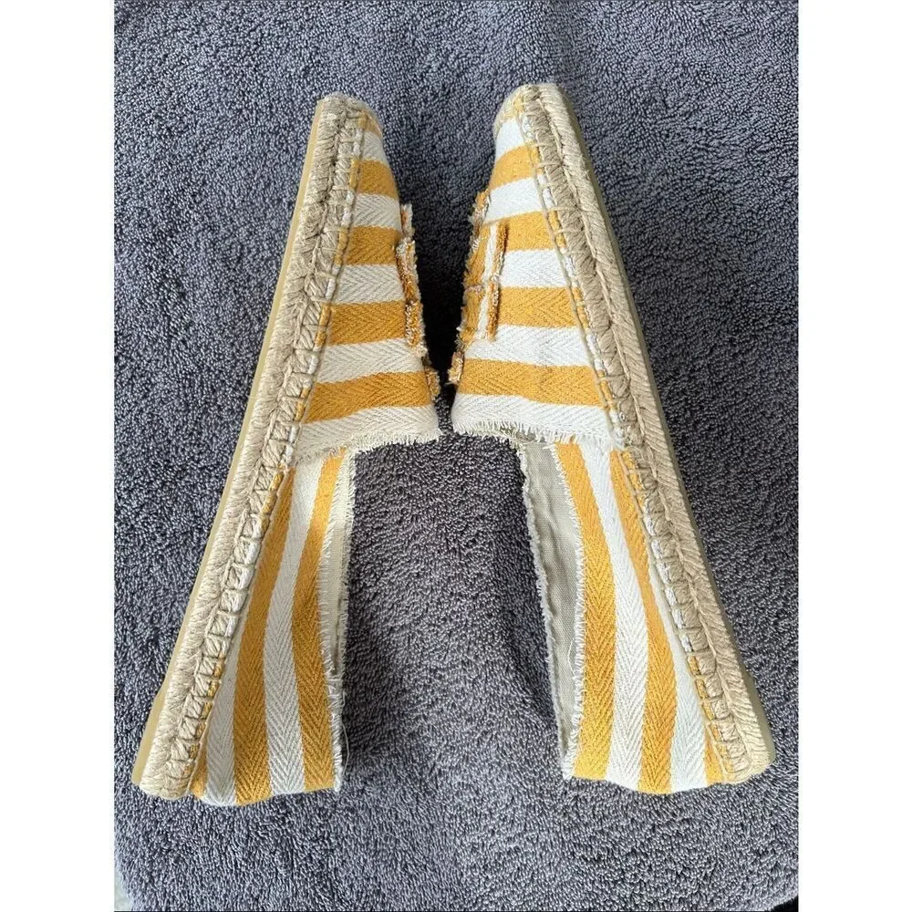 TORY BURCH Fray Stripe Espadrille Flat In Citrus, Size 11, NWOT